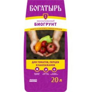 Грунт плодородный Для томатов, перца и баклажанов 20л БОГАТЫРЬ (120) Лама Торф