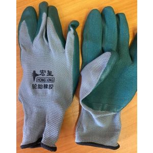 Перчатки нейлоновые с резин.покрытием темно-зеленые (12 шт) САД