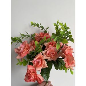 Роза букет 14 гол с гипсофилой 35 см в ассортим.(САД)