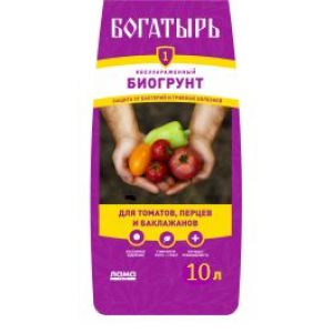 Грунт плодородный Для томатов, перца и баклажанов 10л БОГАТЫРЬ (5/200) Лама Торф
