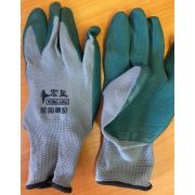 Перчатки нейлоновые с резин.покрытием серо-изумрудныеHongXing (12 шт) САД