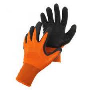 Перчатки нейлоновые с резиновым покрытием оранжевые-черные /12шт/САД